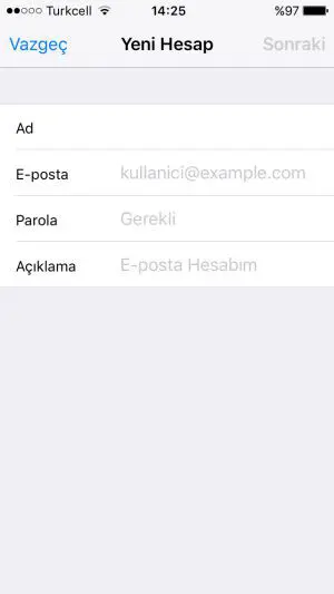 IOS Mail Kurulumu